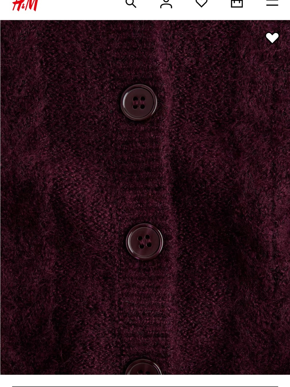 H&M Plum Red Burgundy Cable Knit Cardigan - Picture 11 of 11